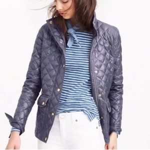 J.CREW Gray Shiny Downtown Field Quilted Jacket